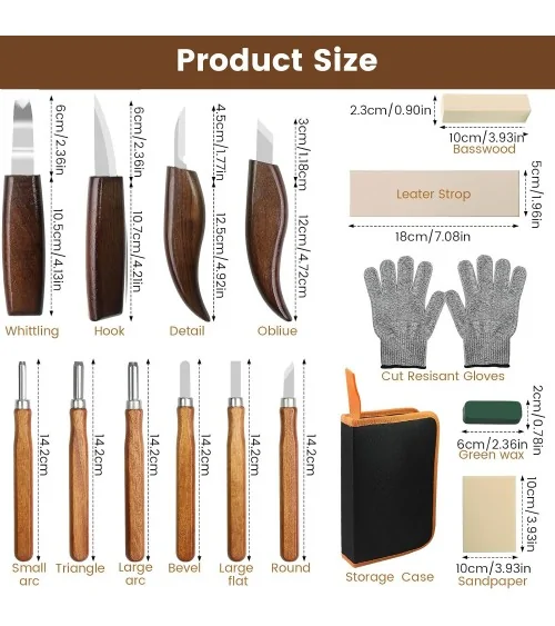 Kit d'outils de sculpture sur bois, 95 pièces | Idéal pour les projets de bricolage