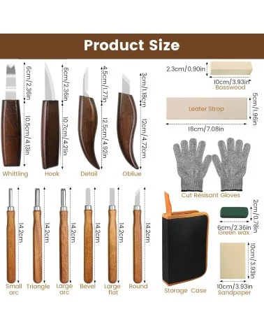 Kit d'outils de sculpture sur bois, 95 pièces | Idéal pour les projets de bricolage
