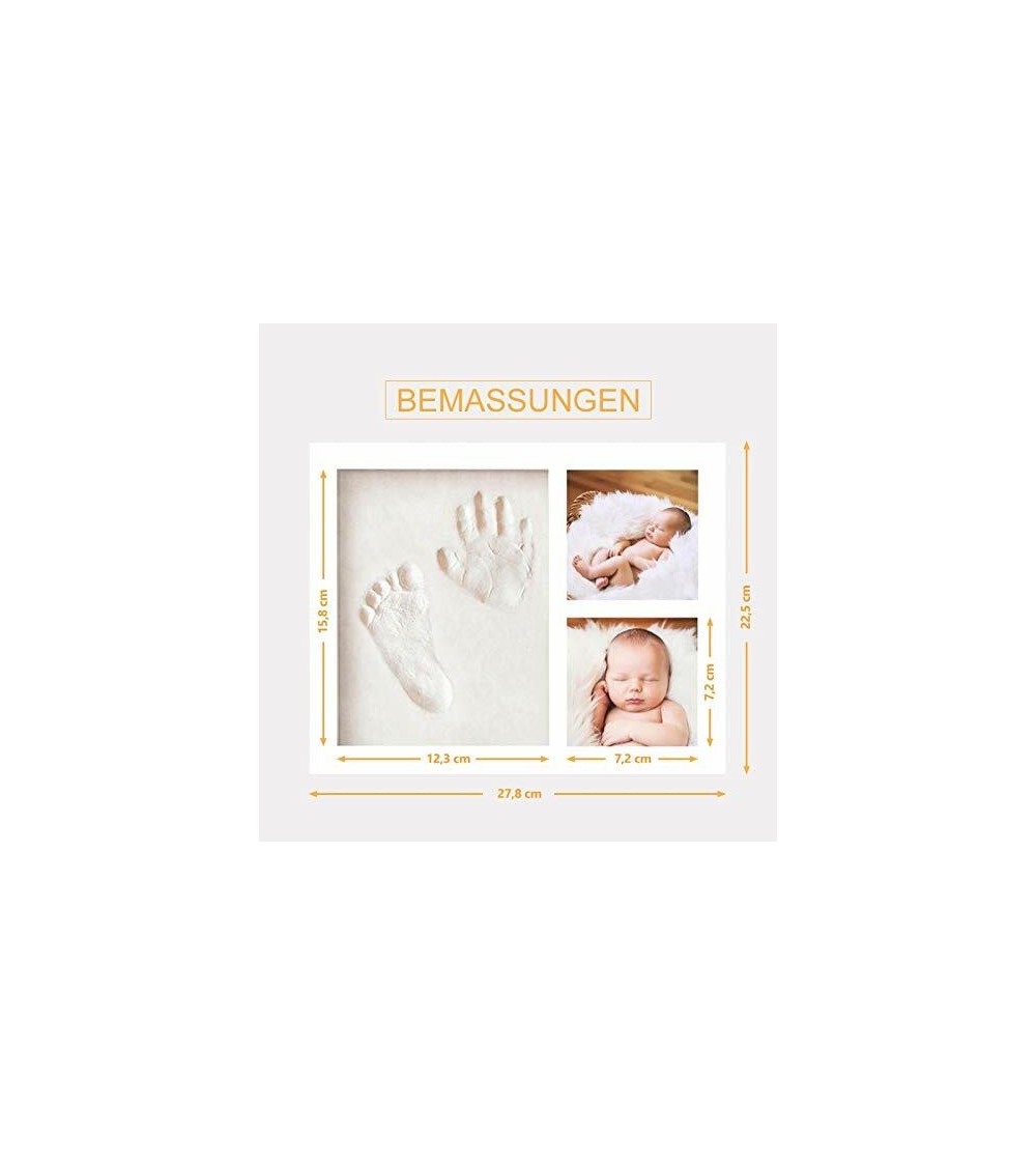 KOMPLETTSET 2-teiliger Bilderrahmen Für Baby Hand- & Fußabdruck - Mit Acrylfarbe & Pinsel