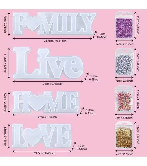 Silikon Giessform | Live, Love, Family, Home