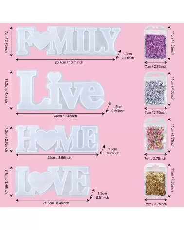 Silikon Giessform | Live, Love, Family, Home